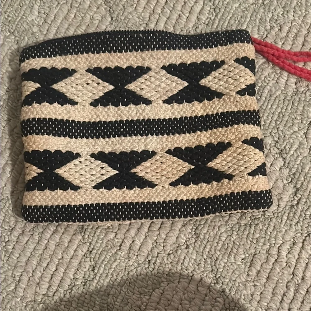 Black and Tan Woven Clutch